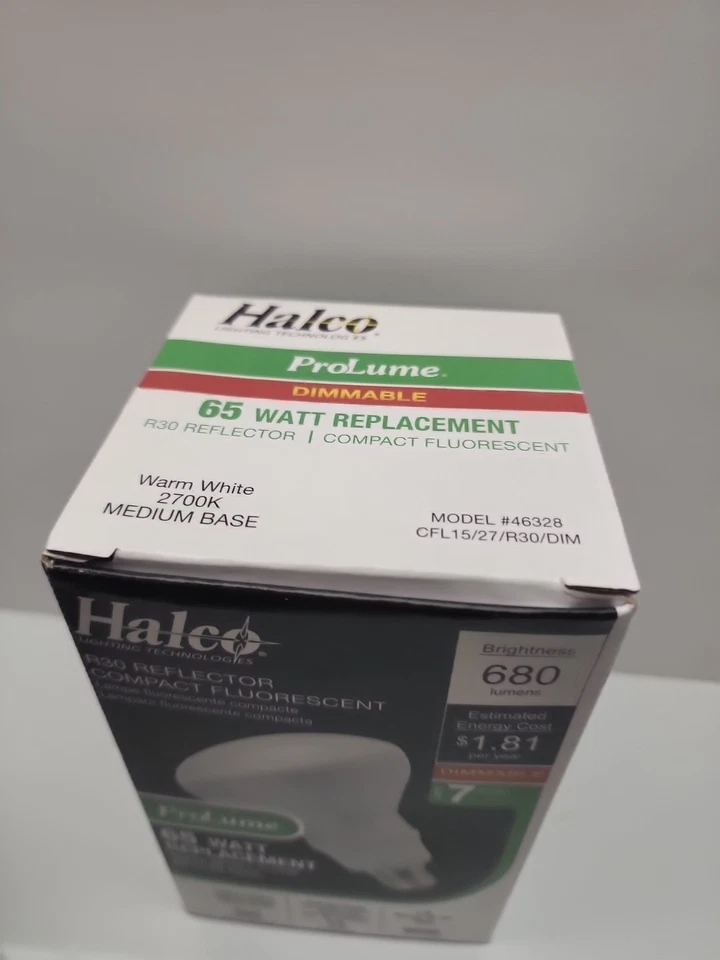 HALCO CFL 15 WATT R30 27K /DIM MED BASE #46328 Compact Fluorescent 👍warm White - Image 4 of 4