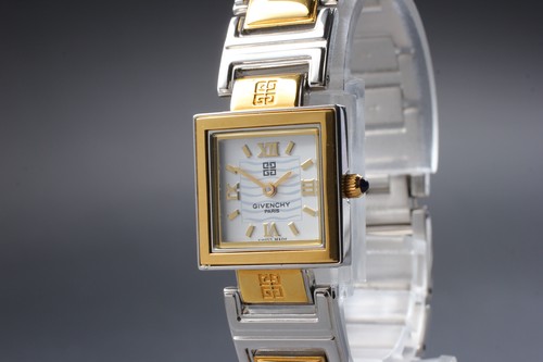 [Fast neuwertig] GIVENCHY quadratisches Quarz weißes Zifferblatt bicolor Band Damenuhr - Bild 1 von 11