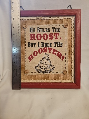 Framed Rustic Farmhouse- He Rules The Roost But I Rule The Rooster- Wall Art - Picture 3 of 6