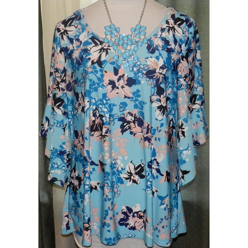 Avenue size 18 / 20 stretch blend pull over floral top slinky fit plus size - Picture 1 of 6