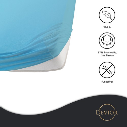 Premium Jersey Spannbettlaken Betttuch Bettlaken mit Elasthan Baumwolle 190g/m² - Bild 29 von 145