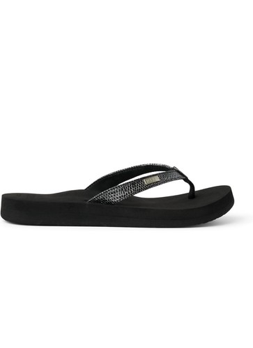 Reef Women's Star Cushion Sassy Summer Sandals Black/Silver Beach Flip Flops - Picture 3 of 4