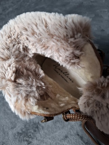 Avellini Winterstiefel Damen 9 braun Leder gefüttert Kunstfell Schnürstiefelette - Bild 8 von 15