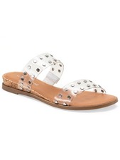 SUN STONE Womens Clear Easten Round Toe Wedge Slip On Slide Sandals Shoes 8 M