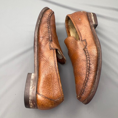 Dacks Antelope Leather Loafers Men 10 Brown Exotic Hide Slip On Canada VTG - Picture 3 of 8