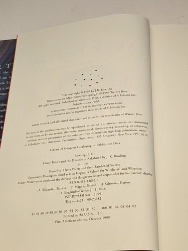 "Harry Potter und der Gefangene von Askaban" Amerikanische Erstausgabe 1999 - Bild 10 von 11