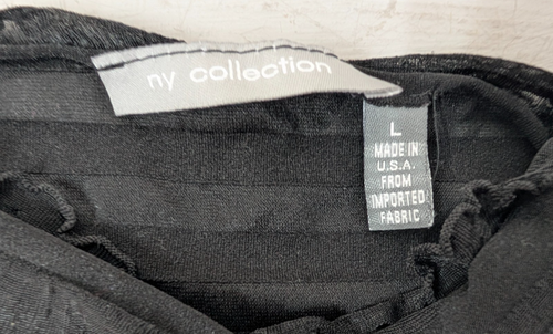 Top smanicato donna NY Collection collo tartaruga increspato taglia L nero USA gotico - Foto 2 di 9