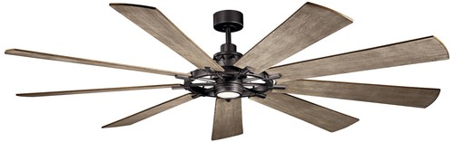 85" Gentry Anvil Iron LED Ceiling Fan with Walnut Blades - Picture 1 of 2