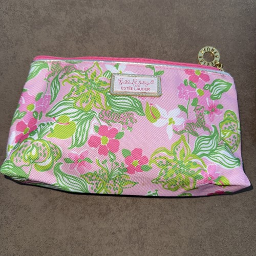 Neu ohne Etikett Lilly Pulitzer x Estee Lauder Canvas-Make-up-Tasche rosa Dschungelkatzenmotiv - Bild 8 von 8