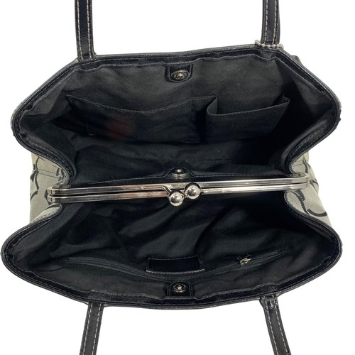 Bolso de mano COACH Signature a rayas F19190 Kisslock trío bolsa bolso - Imagen 5 de 10