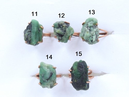 Emerald Natural Crystal Rough Wire Wrapping Copper Adjustable Ring - Picture 22 of 35