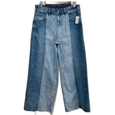 Gap High Rise Stride Ankle Two-Tone Denim Wide-Leg Jeans size 30