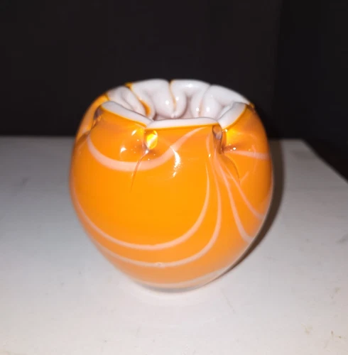 Fenton Robert Barber Rose Bowl Cased Art Glass Vase MCM Vintage Pinched Swirled