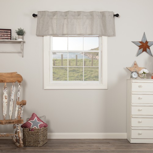 Hatteras Americana Seersucker Blue Ticking Stripe Valance 16x60" VHC Brands - Picture 1 of 9