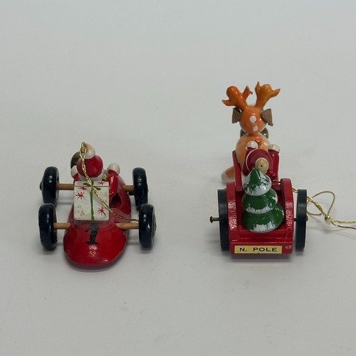 Vintage Wooden Kurt Adler Christmas Ornaments Santa Car Reindeer Buggy Lot Xmas - Bild 3 von 8