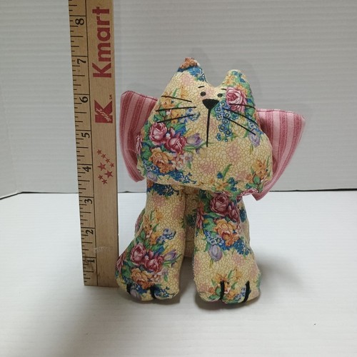 Handgefertigter Stoff Plüsch Kätzchen Katze mit Schleife Regal Sitter - Bild 5 von 6