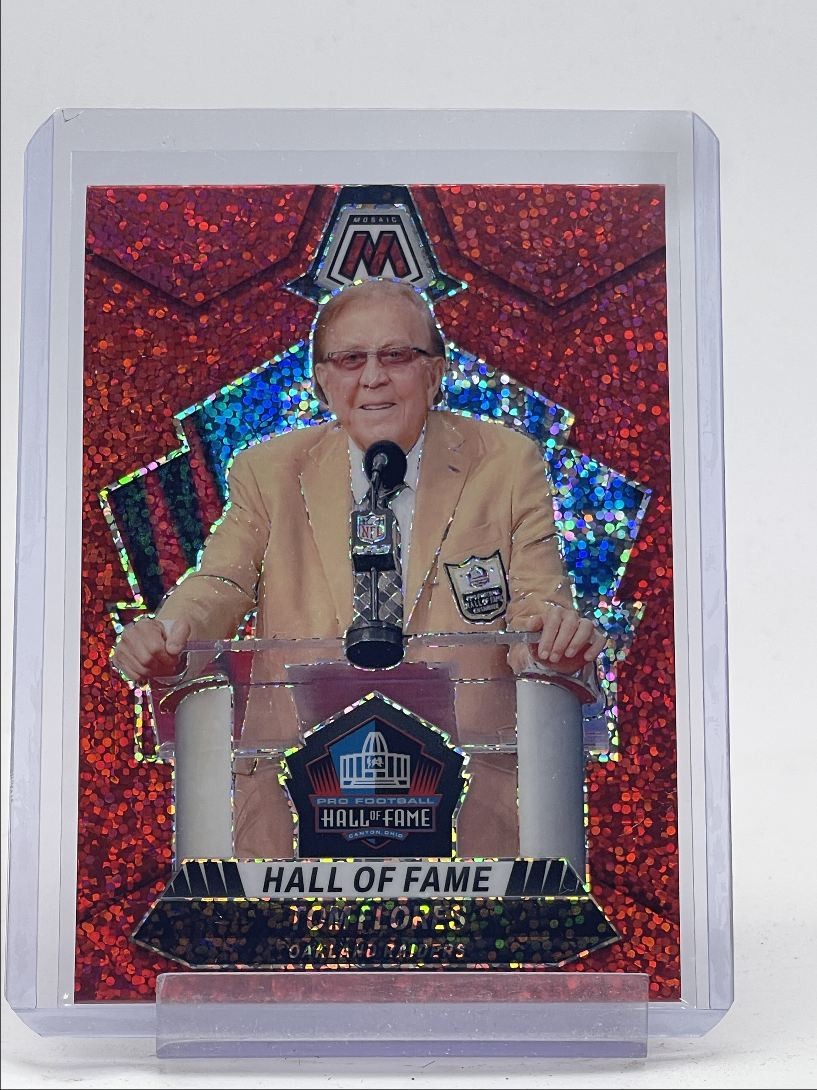 TOM FLORES 2024 MOSAIC HALL OF FAME RED SPARKLE PRIZM RAIDERS Q0930