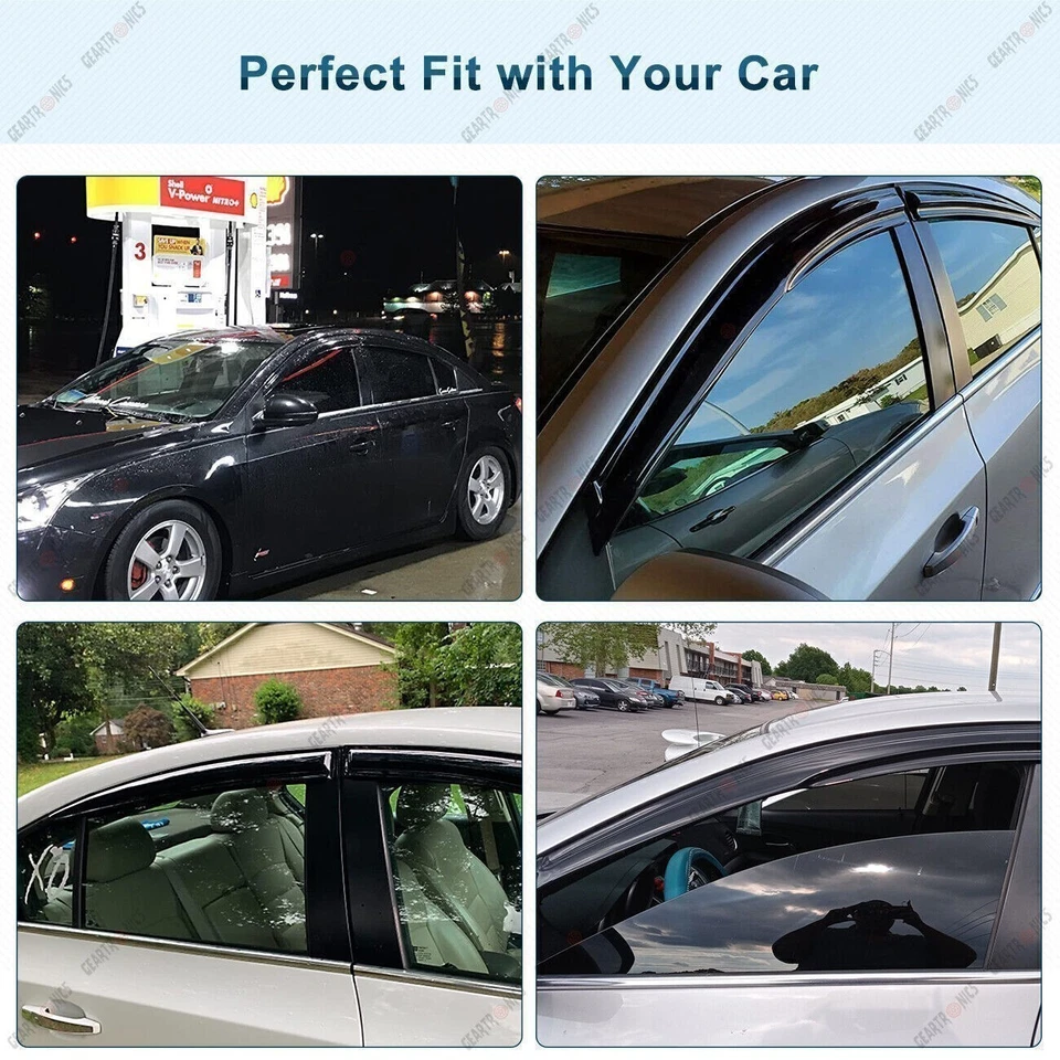 Para Chevy Cruze 2011-2015 Ventanas Protectores de Lluvia Visera Deflectores de Viento Foto 3 de 4