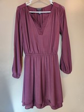 Womens Black House White Market Wine Maroon Dress Knee Length Long Sleeve Size 0