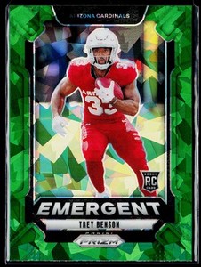 2024 Panini Prizm #17 Trey Benson Arizona Cardinals Emergent Green Ice Prizm