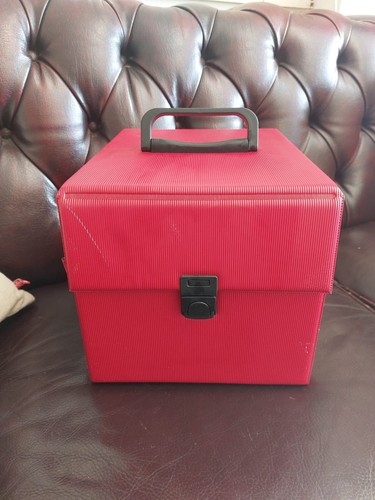 XL 7 Inch Vinyl Record Box Storage Carry Case Vintage Red Fits Est 100 Records - Bild 2 von 11
