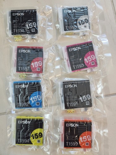 Genuine Epson 159 Ink Cartilages Full Set- 8 Cartilages- R2000 - 第 1/2 張圖片