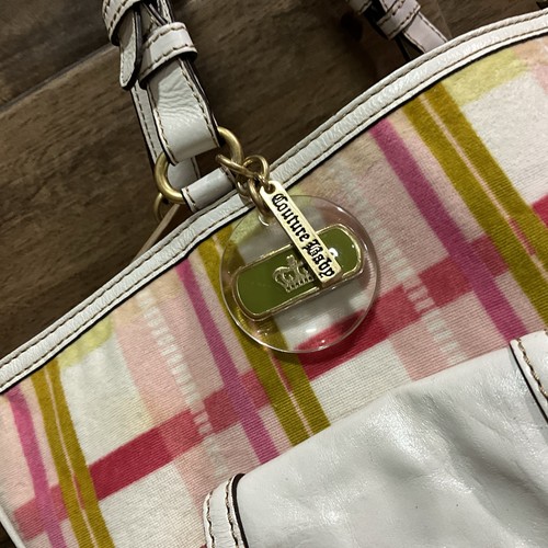 Juicy Couture Y2k rosa grün Schottenkaro Velours Baby Wickeltasche Beuteltasche 18x12x10" - Bild 3 von 12