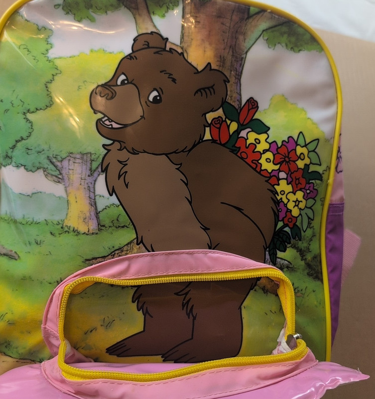 RARE Pink Maurice Sendak’s Little Bear Kid Backpack Vtg 90s Flower Pastel *Flaws