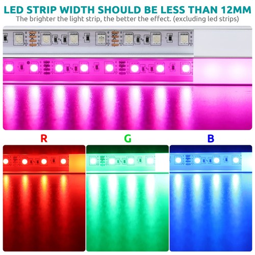 Aluminium Profile, 10 Pack 0.5m/1.65ft LED Channel for Strip Lights With - Picture 3 of 5