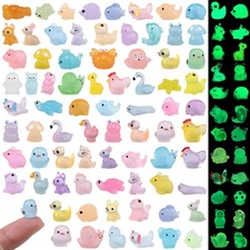 160 Pcs Mini Resin Animals Luminous Tiny Resin Animal Figures to Hide 35 Type...