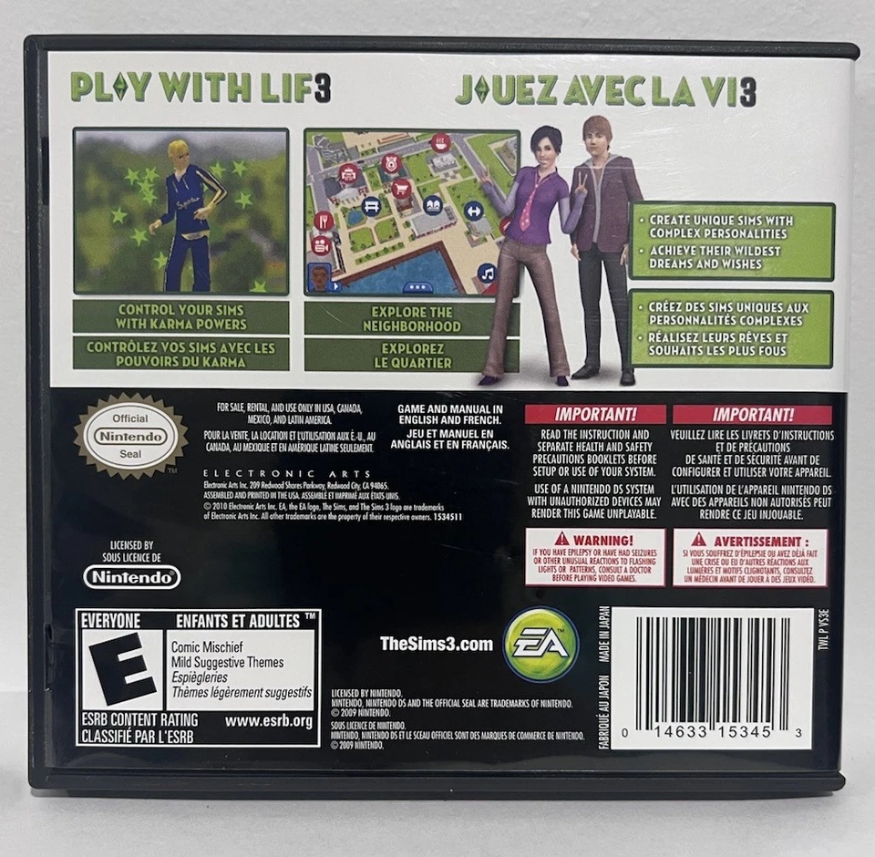 The Sims 3 (Nintendo DS, 2010) CIB Complete With Box And Manual - Image 2 of 4