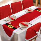 Christmas Chair Covers Set of 6 with Christmas Table Runner Include 1 Xmas Red T
