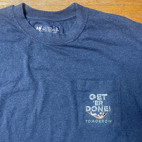 Vintage Big Dogs Get ‘Er Done Tomorrow Langarm blau Tasche T-Shirt Gr. L - Bild 2 von 10