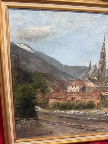 Tableau Ancien HUILE TOILE VILLAGE Alsacien Alsace - Picture 2 of 5