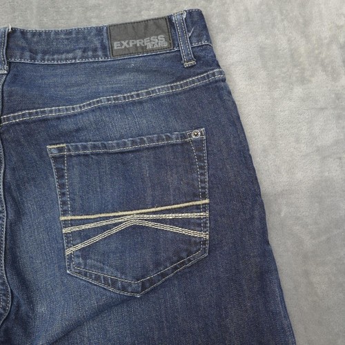 Express Jeans Herren 34x32 Blau Classic Fit Straight Leg Stretch Denim Faded - Bild 15 von 19