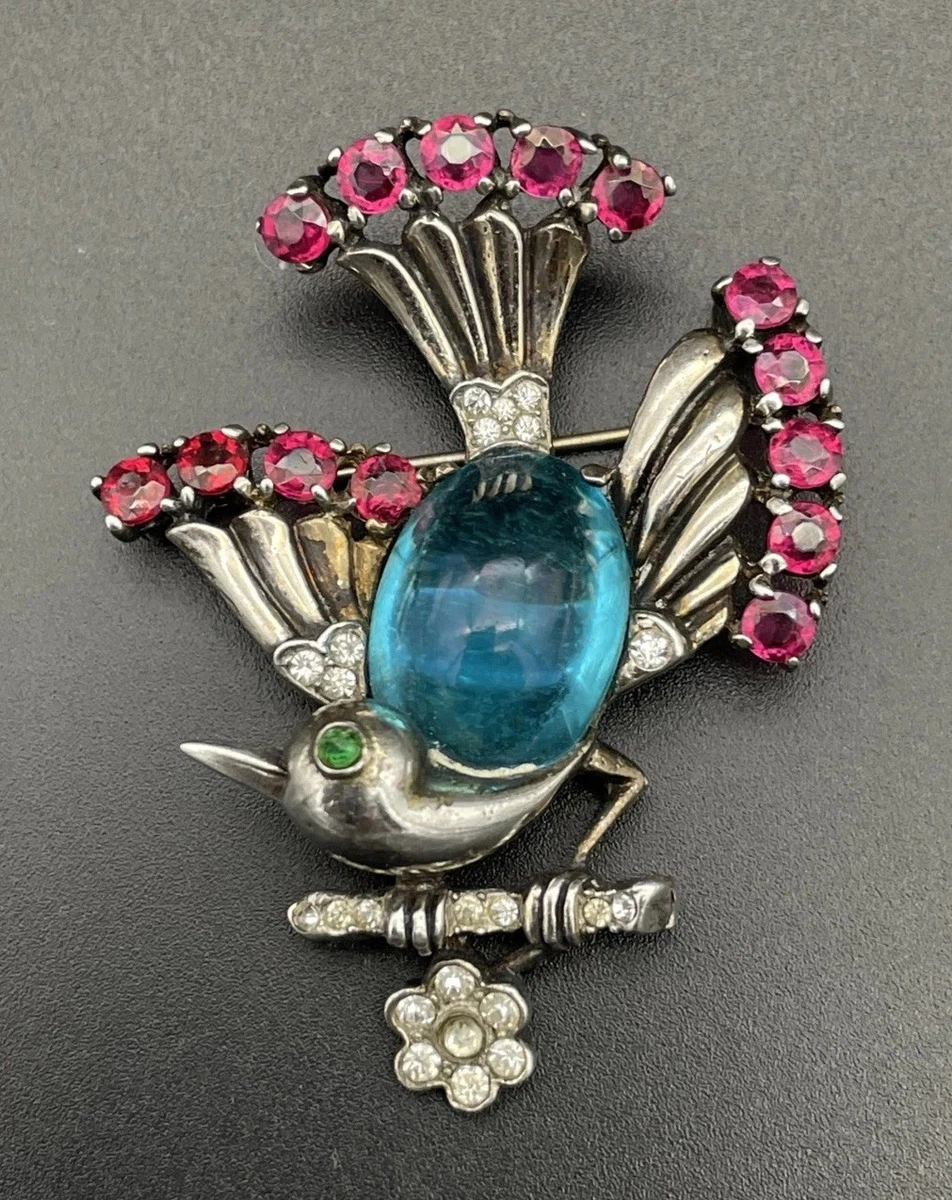 Broche De Plata De Ley Con Marcasita Vintage Ovalada
