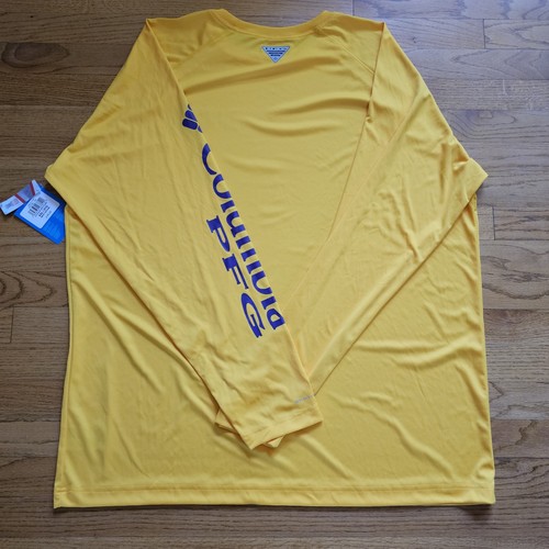 Columbia LSU T-shirt uomo XXL manica lunga collegiale PFG attacco terminale giallo - Foto 8 di 10