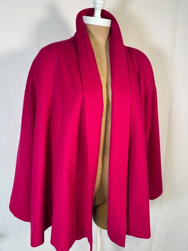 Vintage Diane Original Magenta Pink Soft Wool Jacket Shawl Stole Bolero Sz L/XL - Picture 2 of 14