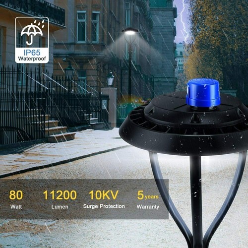 80W LED Post Top Pole Light with Photocell Outdoor Circular Yard Area Lighting - Picture 8 of 12