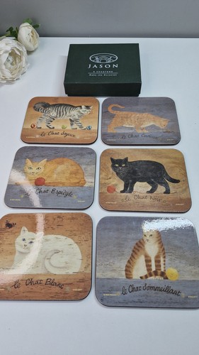 JASON 'Stray Cat' Coasters Boxed set x6 VGC - Picture 1 of 10