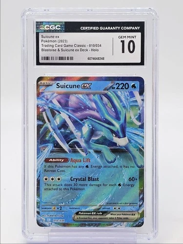 SUICUNE EX 2023 POKEMON CLASSIC BLASTOISE & SUICUNE EX HOLO GEM CGC 10 Q5677