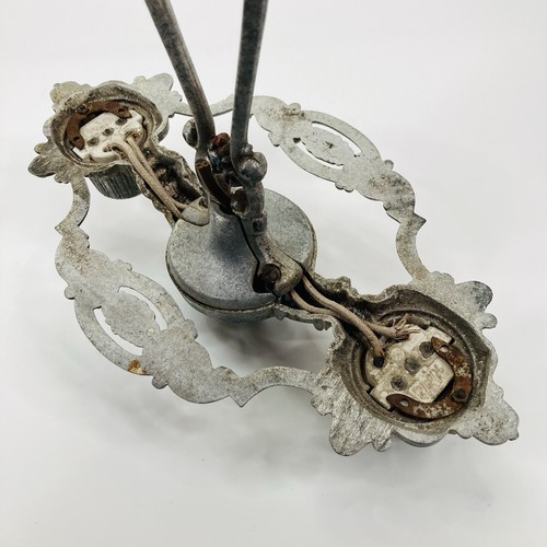 Antique Art Deco Ornate Chandelier 2-Light Ceiling Fixture Cast Aluminum Colors - Picture 15 of 15