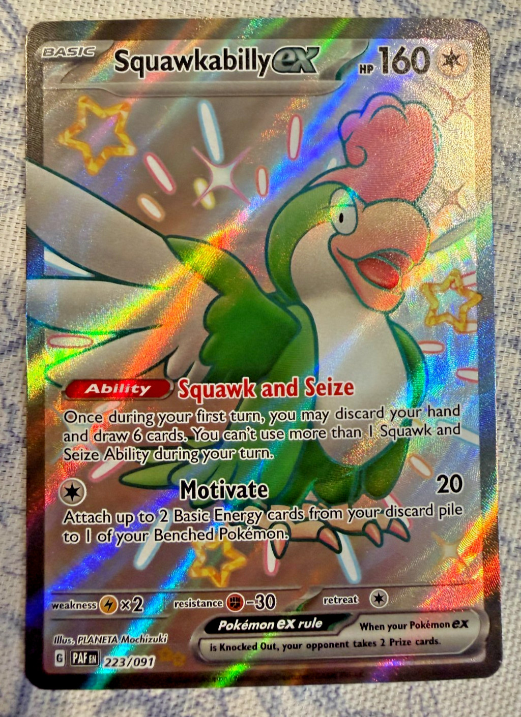 Pokemon TCG Squawkabilly ex 223/091 SV: Paldean Fates Holo