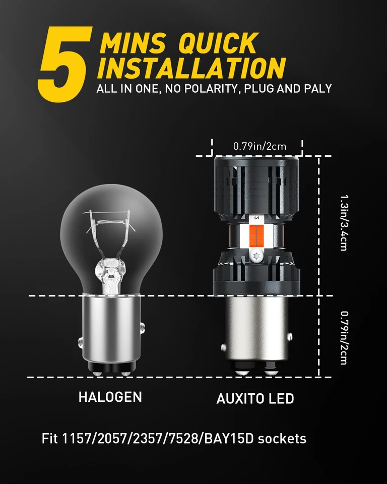 2/4/6X 2357 1157 amarillo ámbar LED intermitente delantero bombillas de luz de estacionamiento CANBUS Foto 4 de 4