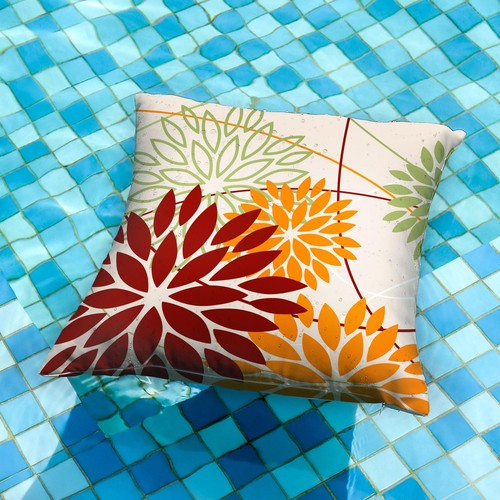 Red Orange Fall Pillow Cover 16X16 Inch Set of 2 Outdoor Waterproof Floral Or... - Picture 2 of 6