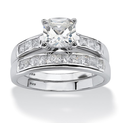 1.94 TCW CZ Bridal 2-PieceSet in Platinum-plated Sterling Silver - Picture 1 of 4