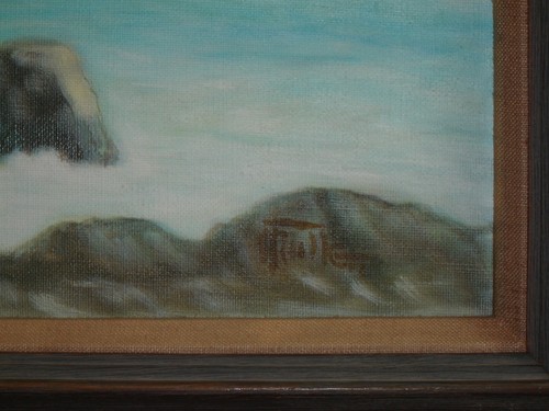 VINTAGE 1979 seacsape ocean original oil PAINTING rock island waves signed - Picture 2 of 6