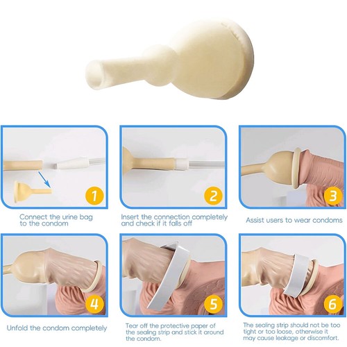 Male External Catheter Disposable Urine Collector Latex Urine Bag Tool - Foto 6 di 13