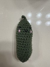 Happy crochet pickle plushie
