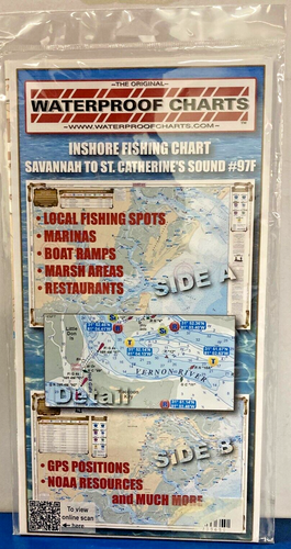 Mapa original de pesca costera a prueba de agua - Savanah to St. Catherine's Sound #97F - Imagen 1 de 3